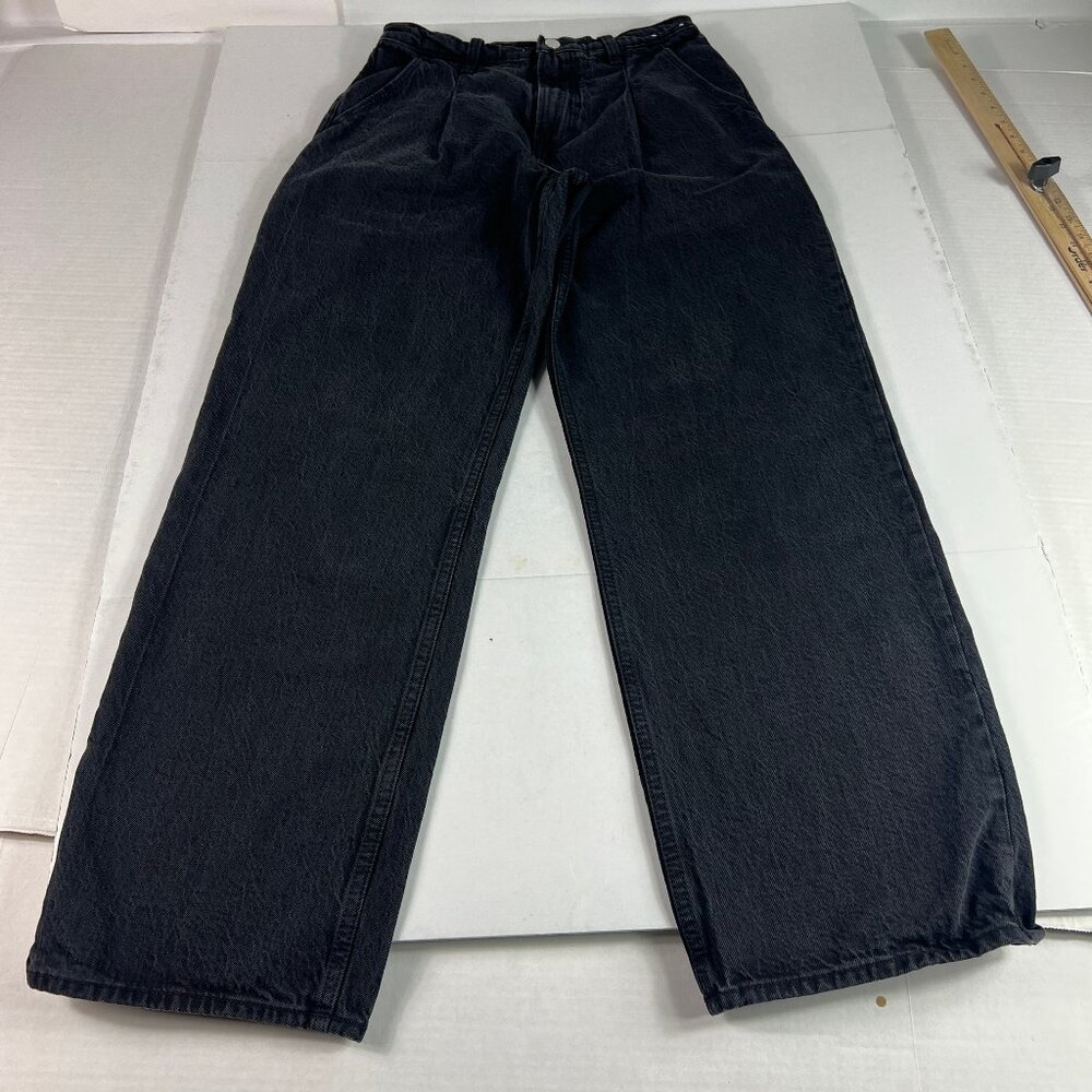 Abercrombie Fitch Jeans Women 27x29* High Rise Loose Pleated Black Denim Tag 27S